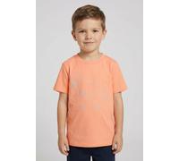 T-Shirt TOM TAILOR, Jungen, Gr. 92/98, orange (bright coral), Jersey, Obermaterial: 100% Baumwolle, bedruckt, regular fit taillenbedeckt, Rundhals, gerader Abschluss, Shirts T-Shirt, mit in der Nacht 