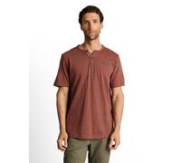 Tom Tailor - Henley T-Shirt mit feinem Streifenmuster orange tarmac grey fine stripe - Gr. - L