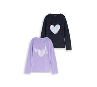 TOM TAILOR Kinder Mädchen Langarmshirt mit Print im 2er-Pack