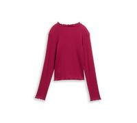 T-Shirt TOM TAILOR, Mädchen, Gr. 164, beetroot rot, Single Jersey, Obermaterial: 93% Baumwolle, 7% Elasthan, Strukturmuster, unifarben, regular fit taillenbedeckt, ohne Ausschnitt, gewellter Abschluss