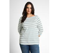 Tom Tailor - Plus Size - Langarmshirt mit Streifenmuster blue haze multicolor stripe - Gr. - 46