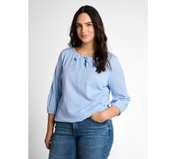 T-Shirt TOM TAILOR PLUS, Damen, Gr. 46, blau weiß thin stripe, Single Jersey, Obermaterial: 67% Baumwolle, 33% Polyester, gestreift, regular fit normal, Rundhals, elastischer Bund, Shirts T-Shirt, mit