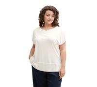 T-Shirt TOM TAILOR PLUS, Damen, Gr. 46, weiß (whisper weiß), Single Jersey, Obermaterial: 100% Viskose, casual, Shirts (84569239-46) whisper weiß