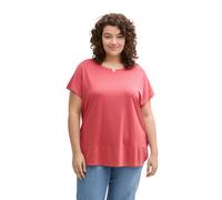 T-Shirt TOM TAILOR PLUS, Damen, Gr. 48, rot (berry rot), Single Jersey, Obermaterial: 100% Viskose, unifarben, regular fit taillenbedeckt, Rundhals, Shirts T-Shirt, mit kleinem Schlitz (19822661-48) b