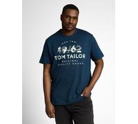 T-Shirt TOM TAILOR PLUS, Herren, Gr. 3XL, blau (navy blau petrol injected), Single Jersey, Obermaterial: 100% Baumwolle, bedruckt, regular fit normal, Rundhals, gerader Abschluss, Shirts T-Shirt, mit