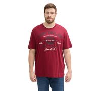 TOM TAILOR Herren Plussize T-Shirt mit Logo-Print aus Baumwolle, Deep Red, 4XL