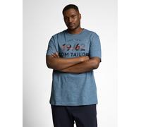 T-Shirt TOM TAILOR PLUS, Jungen, Gr. XXL, spring blau navy injected, Single Jersey, Obermaterial: 100% Baumwolle, bedruckt, regular fit normal, Rundhals, gerader Abschluss, Shirts T-Shirt, mit Logo Pr