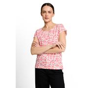 T-Shirt TOM TAILOR "Regular", Damen, Gr. XS, rosa (coral pink ginkgo minimal), Single Jersey, Obermaterial: 100% Baumwolle, bedruckt, regular fit normal, Rundhals, Shirts T-Shirt (48466704-XS) coral p