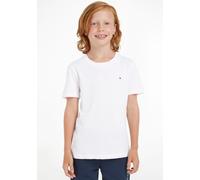 T-Shirt TOMMY HILFIGER "BOYS BASIC CN KNIT", Jungen, Gr. 16/176, weiß (hellweiß), Jersey, Obermaterial: 100% Baumwolle, unifarben, Basic, Basic schmal hüftlang, Rundhals, Shirts T-Shirt, für Kinder bi