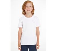 T-Shirt TOMMY HILFIGER "BOYS BASIC CN KNIT", Jungen, Gr. 7/122, weiß (hellweiß2), Obermaterial: 100% Baumwolle, Basic, Basic schmal, Rundhals, Shirts T-Shirt, Kinder Kids Junior MiniMe (24685564-7) he