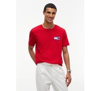 T-Shirt TOMMY HILFIGER "BRAND LOVE BACK FLAG GRAPHIC", Herren, Gr. XXL, rot (medium rot), Jersey, Obermaterial: 100% Baumwolle, bedruckt, normal, Shirts T-Shirt, mit markantem Rückenprint, normale Pas