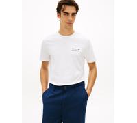T-Shirt TOMMY HILFIGER "BRAND LOVE EMBRO STACK", Jungen, Gr. S, weiß, Single Jersey, Obermaterial: 100% Baumwolle, regular fit normal, Rundhals, Shirts T-Shirt, mit großem Rückenprint, regular fit (56