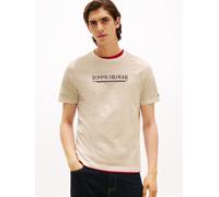 Tommy Hilfiger Herren T-Shirt Kurzarm Brand Love Tee aus Baumwolle, Elfenbein (Newsprint), M