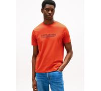 T-Shirt TOMMY HILFIGER "BRAND LOVE HILFIGER TEE", Jungen, Gr. XXL, brilliant orange, Single Jersey, Obermaterial: 100% Baumwolle, regular fit, Rundhals, Shirts T-Shirt (28674853-XXL) brilliant orange