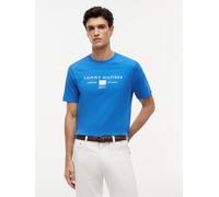 T-Shirt TOMMY HILFIGER "BRAND LOVE MONO STACK", Damen, Gr. S, blau orbit, Single Jersey, Obermaterial: 100% Baumwolle, regular fit normal, Rundhals, Shirts T-Shirt, aus Jersey mit Logo (98152949-S) bl