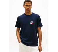 T-Shirt TOMMY HILFIGER "BRAND LOVE TEXT STACK", Herren, Gr. L, desert sky, Single Jersey, Obermaterial: 100% Baumwolle, unifarben, regular fit normal, Rundhals, eingesetzt abgesteppte Kante, Shirts T-