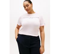 T-Shirt TOMMY HILFIGER CURVE "CRV REG CORP LOGO C-NK SS", Damen, Gr. 54, light pink, Single Jersey, Obermaterial: 100% Baumwolle, bedruckt, regular fit normal, Rundhals, Shirts T-Shirt, in großen Größ