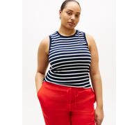 T-Shirt TOMMY HILFIGER CURVE "CRV SLIM CODY C-NK TANK", Damen, Gr. 48, breton stripe schwarz night, ecru, Single Jersey, Obermaterial: 100% Baumwolle, gestreift, regular fit normal, Rundhals, Shirts T