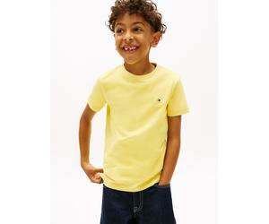 T-Shirt TOMMY HILFIGER "ESSENTIAL COTTON REG FIT TEE SS", Jungen, Gr. 3 (98), gelb dahlia, Single Jersey, Obermaterial: 100% Baumwolle, unifarben, regular fit normal, Rundhals, eingesetzt abgesteppte 