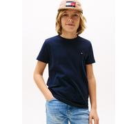T-Shirt TOMMY HILFIGER "ESSENTIAL COTTON TEE S/S", Jungen, Gr. 3 (98), blau (schwarz night navy), Single Jersey, Obermaterial: 100% Baumwolle, unifarben, regular fit, Rundhals, abgesteppt, Shirts T-Sh