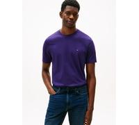 T-Shirt TOMMY HILFIGER "ESSENTIAL REGULAR FIT SOLID mit Stickerei", Herren, Gr. L, nocturnal lila, Single Jersey, Obermaterial: 100% Baumwolle, Basic, Rundhals, Shirts T-Shirt, unifarben, casual, Baum