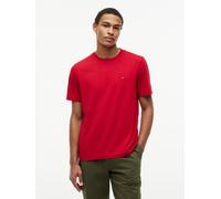 T-Shirt TOMMY HILFIGER "ESSENTIAL REGULAR FIT SOLID mit Stickerei", Herren, Gr. XL, rot (medium rot), Single Jersey, Obermaterial: 100% Baumwolle, unifarben, Basic, Rundhals, Shirts T-Shirt, unifarben