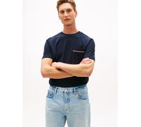 T-Shirt TOMMY HILFIGER "GLOBAL STRIPE PIQUE POCKET", Herren, Gr. XXL, desert sky, Piqué, Obermaterial: 100% Baumwolle, unifarben, regular fit normal, Rundhals, eingesetzt abgesteppte Kante, Shirts T-S