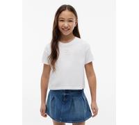 T-Shirt TOMMY HILFIGER, Mädchen, Gr. 12 (152), weiß, Single Jersey, Obermaterial: 100% Baumwolle, unifarben, regular fit normal, Rundhals, abgesteppte Kante, Shirts T-Shirt, Regular Fit, Rundhalsaussc