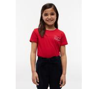 T-Shirt TOMMY HILFIGER, Mädchen, Gr. 92, rot (primary rot), Single Jersey, Obermaterial: 60% Baumwolle, 40% Polyester, unifarben, regular fit normal, Rundhals, eingesetzt abgesteppte Kante, Shirts T-S
