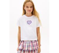 Tommy Hilfiger Girls Tommy Heart Embro Tee SS KG0KG09280 White (White) 24 Month
