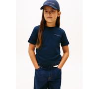 T-Shirt TOMMY HILFIGER "MINI CORP T-SHIRT", Mädchen, Gr. 80, schwarz night navy, Single Jersey, Obermaterial: 100% Baumwolle, unifarben, regular fit normal, Rundhals, eingesetzt gerader Abschluss, Shi