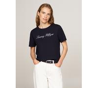 Tommy Hilfiger Script Short Sleeve T-shirt Blau L Frau (Herstellerartikelnummer: WW0WW43459-02G-L)
