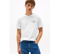 T-Shirt TOMMY HILFIGER "OUTLINE FLAG SCRIPT TEE", Herren, Gr. M, weiß, Single Jersey, Obermaterial: 100% Baumwolle, casual, regular fit, Rundhals, Kurzarm, Shirts (65956068-M) weiß