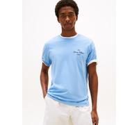 T-Shirt TOMMY HILFIGER "OUTLINE FLAG SCRIPT TEE", Damen, Gr. XL, blau (cloudy blau), Single Jersey, Obermaterial: 100% Baumwolle, regular fit, Rundhals, Shirts T-Shirt (94041903-XL) cloudy blau