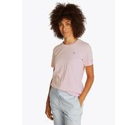 T-Shirt TOMMY HILFIGER "REG CONTRAST FLAG SS TEE", Damen, Gr. S (36), rosa (light pink), Single Jersey, Obermaterial: 100% Baumwolle, unifarben, regular fit hüftlang, Rundhals, abgesteppt, Shirts T-Sh