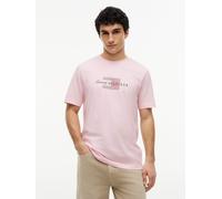 T-Shirt TOMMY HILFIGER "SCRIPT FLAG REGULAR TEE", Herren, Gr. XXL, pink, Single Jersey, Obermaterial: 100% Baumwolle, regular fit normal, Rundhals, Shirts T-Shirt, aus Jersey mit Flag-Grafik (21682703