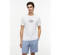 T-Shirt TOMMY HILFIGER "SCRIPT FLAG REGULAR TEE", Herren, Gr. XXL, weiß, Single Jersey, Obermaterial: 100% Baumwolle, regular fit normal, Rundhals, Shirts T-Shirt, aus Jersey mit Flag-Grafik (35644413
