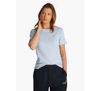 T-Shirt TOMMY HILFIGER "SLIM CODY C-NK", Damen, Gr. M (38), blau (breezy blau), Jersey, Obermaterial: 100% Baumwolle, unifarben, slim fit normal, Rundhals, abgesteppt, Shirts T-Shirt, Baumwolle, slim