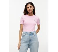Tommy Hilfiger Damen T-Shirt Kurzarm Slim Cody Rundhalsausschnitt, Rosa (Classic Pink), S