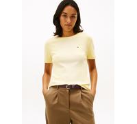 T-Shirt TOMMY HILFIGER "SLIM CODY C-NK SS", Damen, Gr. XL (42), zesty gelb, Jersey, Obermaterial: 100% Baumwolle, gestreift, slim fit hüftlang, Rundhals, abgesteppt, Shirts T-Shirt, Baumwolle, slim fi