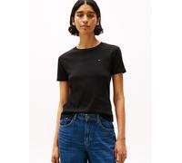 Tommy Hilfiger Damen T-Shirt Kurzarm Slim Cody Rundhalsausschnitt, Schwarz (Black), XS