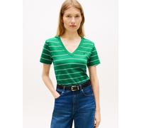 Tommy Hilfiger Damen Slim Cody V-Nk Ss Ww0Ww40584, Grün, L
