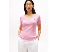 Tommy Hilfiger Damen T-Shirt Kurzarm New Slim Cody mit V-Ausschnitt, Rosa (Classic Pink), XS