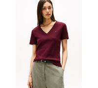 Tommy Hilfiger Damen T-Shirt Kurzarm New Slim Cody mit V-Ausschnitt, Rot (Deep Burgundy), L