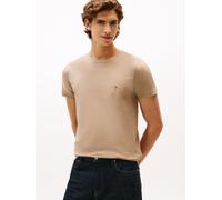 T-Shirt TOMMY HILFIGER "STRETCH SLIM FIT", Herren, Gr. 3XL, beige (coastal taupe), Jersey, Obermaterial: 96% Baumwolle, 4% Elasthan, slim fit normal, Rundhals, Shirts T-Shirt, unifarben, casual, slim