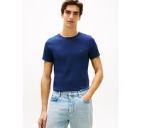 T-Shirt TOMMY HILFIGER "STRETCH SLIM FIT", Herren, Gr. L, blau (carbon navy), Jersey, Obermaterial: 96% Baumwolle, 4% Elasthan, slim fit normal, Rundhals, Shirts T-Shirt, unifarben, casual, slim fit,