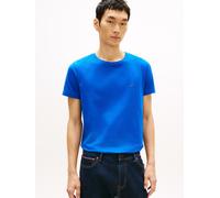 T-Shirt TOMMY HILFIGER "STRETCH SLIM FIT", Herren, Gr. M, regal blau, Jersey, Obermaterial: 96% Baumwolle, 4% Elasthan, slim fit normal, Rundhals, Shirts T-Shirt, unifarben, casual, slim fit, Baumwoll