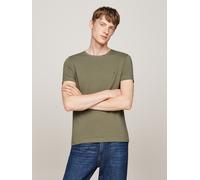 T-Shirt TOMMY HILFIGER "STRETCH SLIM FIT TEE", Herren, Gr. L, grün (battlegrün), Single Jersey, Obermaterial: 96% Baumwolle, 4% Elasthan, slim fit, Rundhals, Shirts T-Shirt (55153109-L)