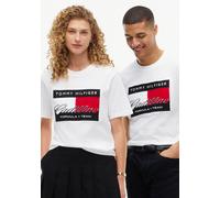 T-Shirt TOMMY HILFIGER "TH x Cadillac Formula 1 Team GRAPHIC FLAG", Damen, Gr. XXL, weiß, Jersey, Obermaterial: 100% Baumwolle, bestickt, hüftlang, Rundhals, abgesteppte Kante, Shirts T-Shirt, aus Bau
