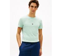 T-Shirt TOMMY HILFIGER "TOMMY LOGO", Herren, Gr. L, crushed mint, Jersey, Obermaterial: 100% Baumwolle, schmal hüftbedeckend, Rundhals, eingesetzt abgesteppt, Shirts T-Shirt, aus reiner Baumwolle (200